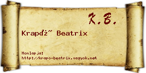 Krapó Beatrix névjegykártya